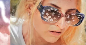 tight shot of woman wearing sunglasses