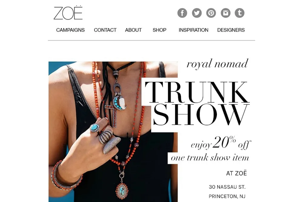 Zoe Trunk Show – Thursday, May 30th – Saturday, June 1st