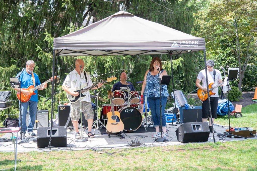 musicians on green
