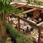 people dining outside at Mediterra Restaurant on Palmer Square, Princeton