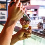 scooping icecream in halo pub