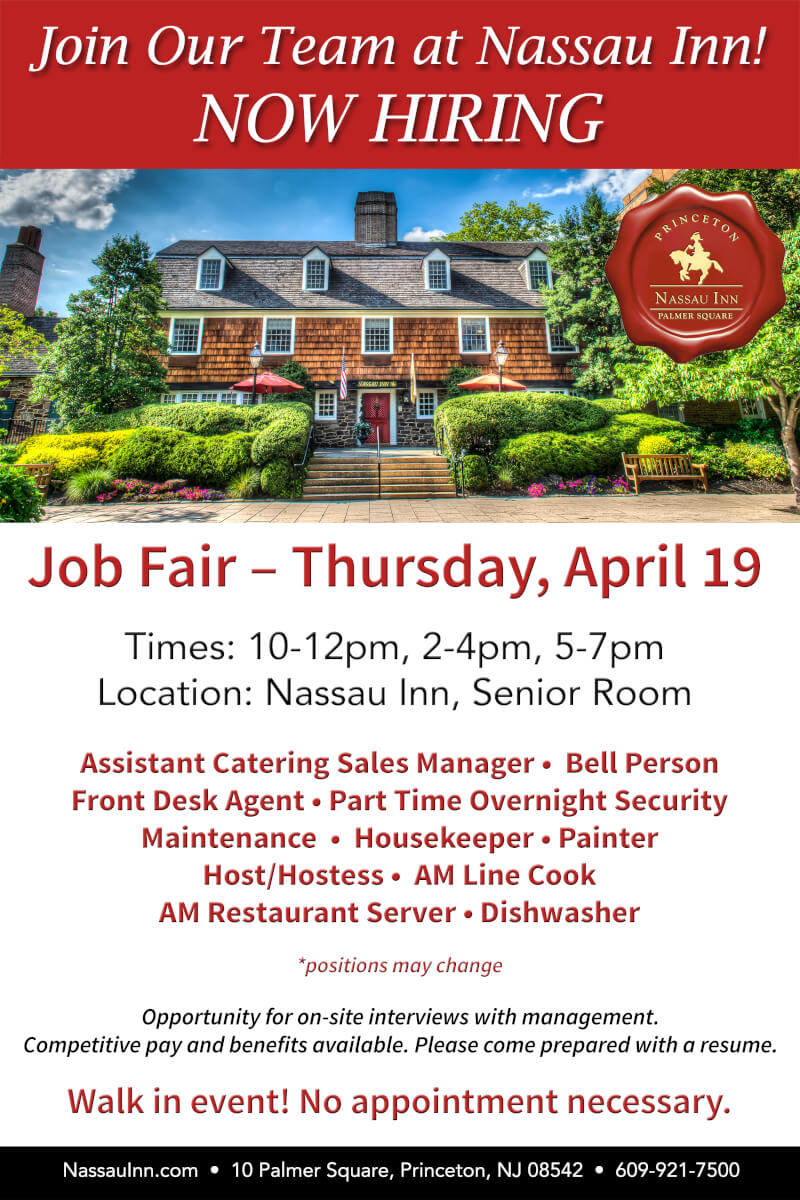 Nassau Inn NOW HIRING flyer