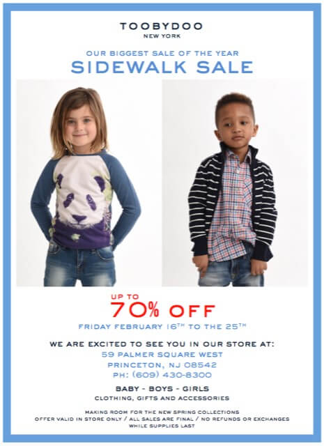 Toobydoo's Sidewalk Sale flyer