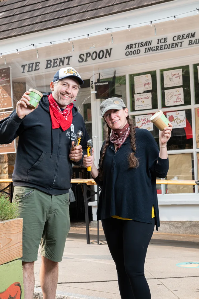 Owners of The Bent Spoon standing outside the store.