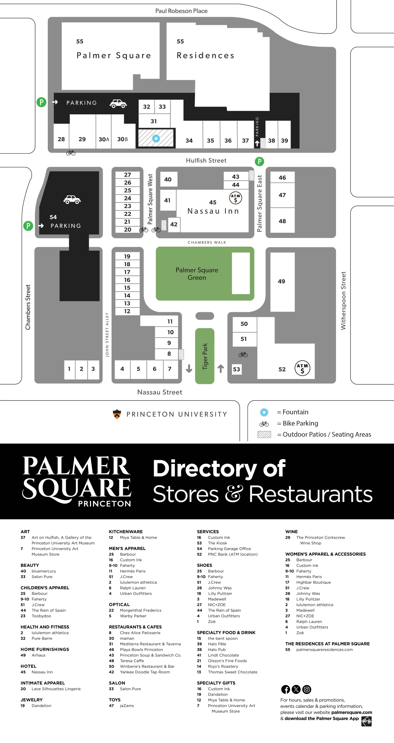 directory of palmer square stores and restaurants