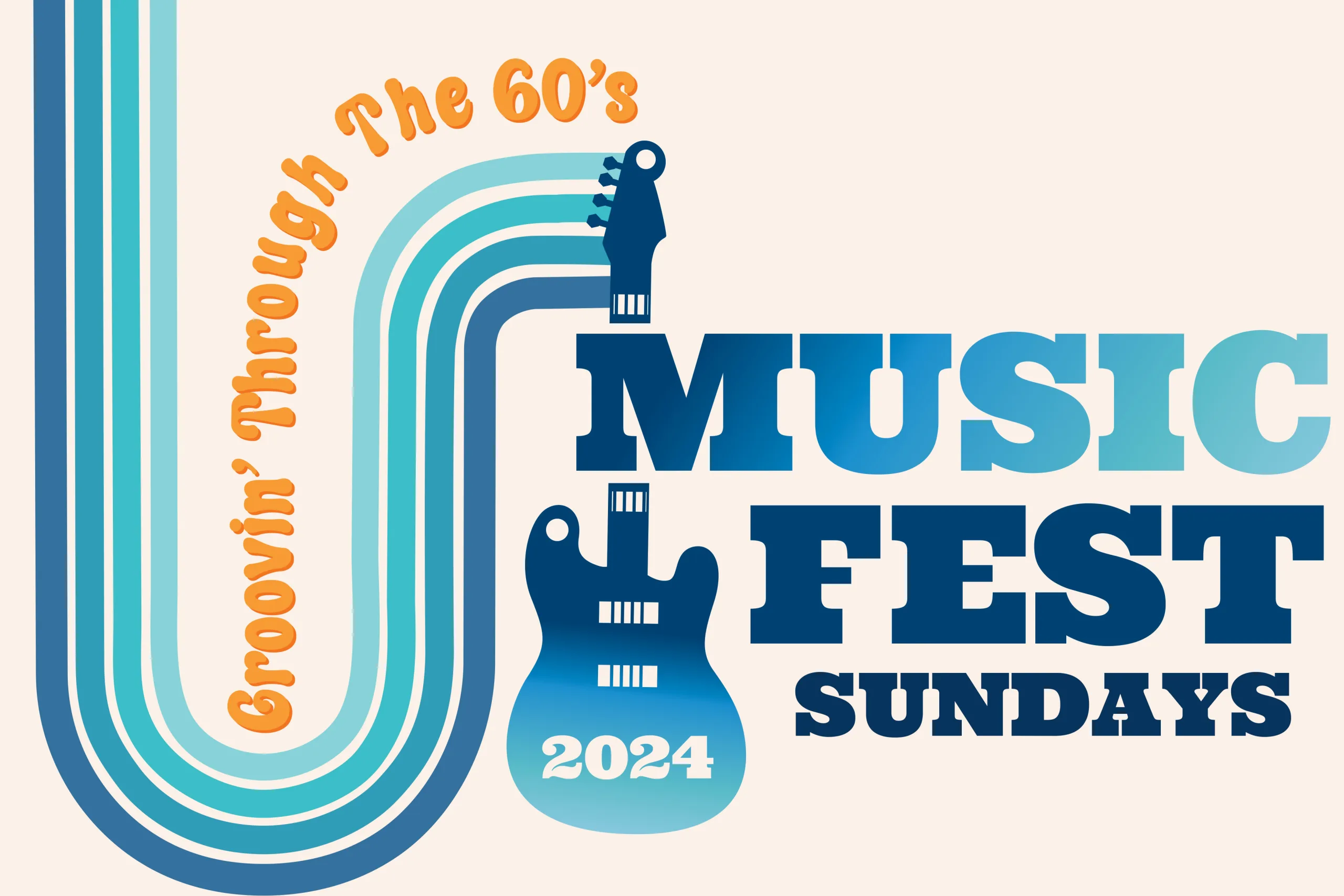 music fest 2024 logo, groovin through the 60s
