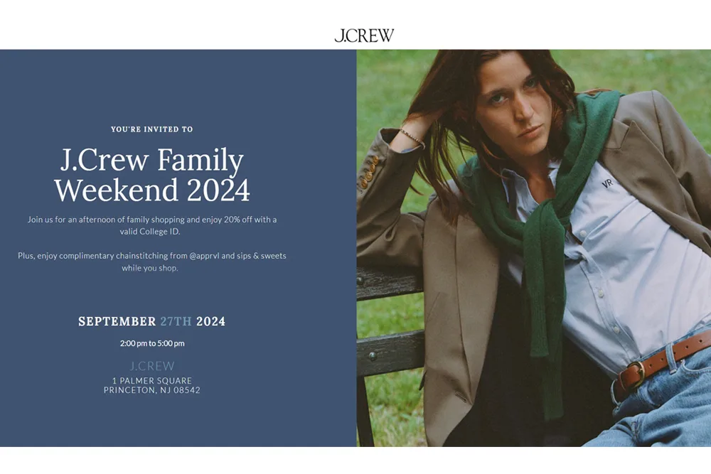 j.crew family weekend 2024