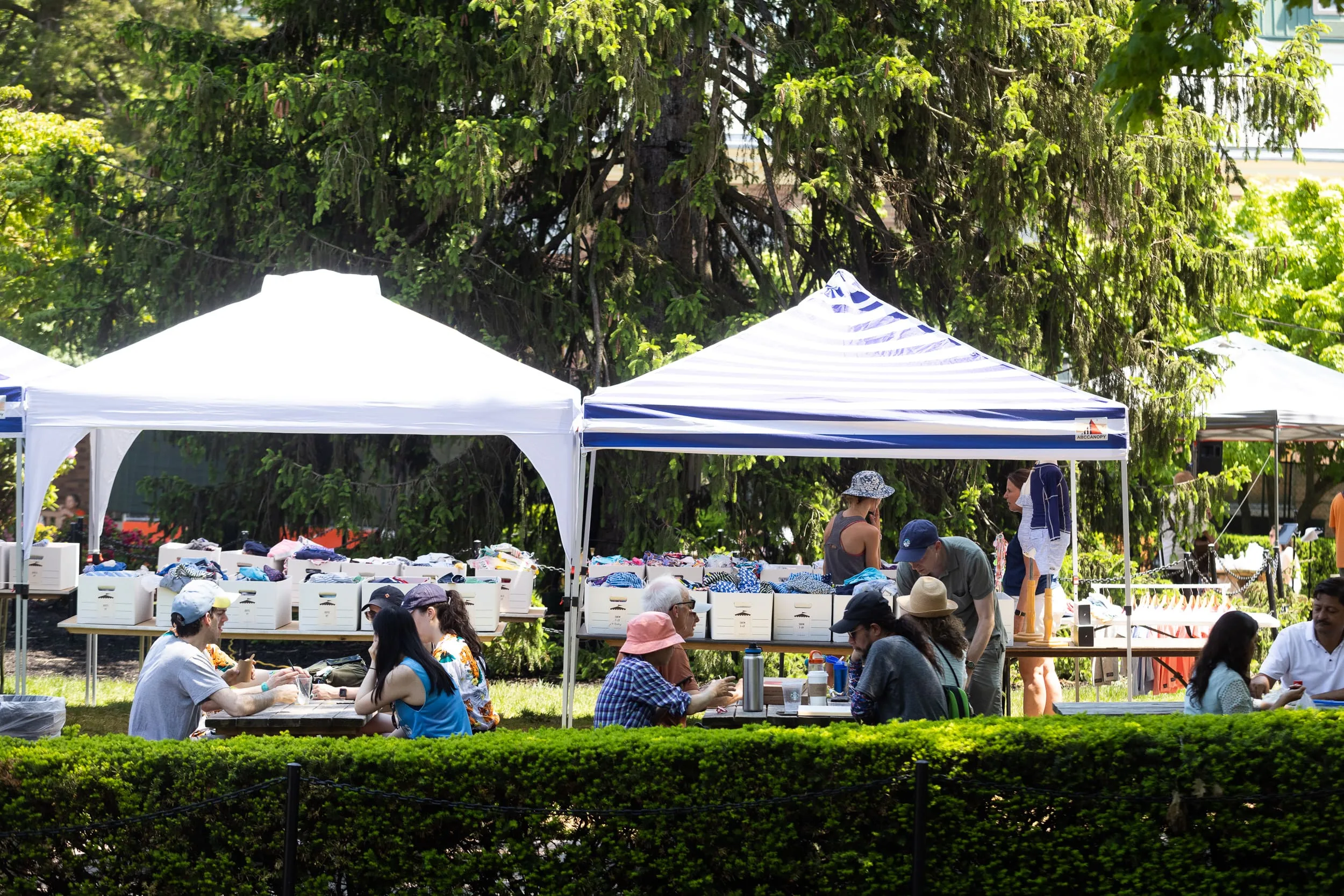 business selling merchandise at a tent sale