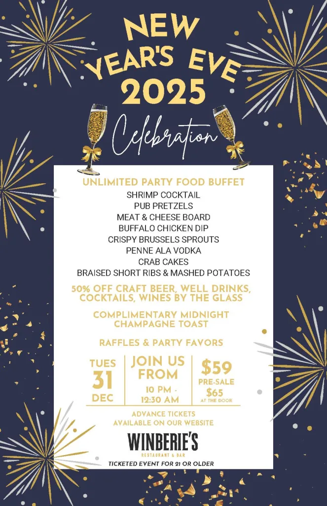 winberies NYE 2025 full menu photo