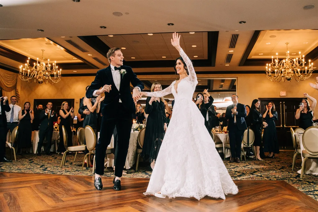 A bride and groom dance at their wedding at Nassau Inn in Princeton, NJ