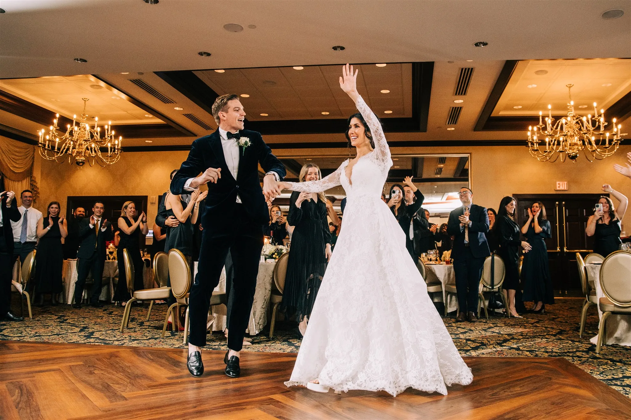 A bride and groom dance at their wedding at Nassau Inn in Princeton, NJ