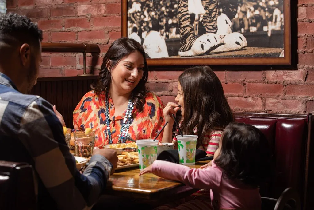A family eats together at a restaurant in Princeton NJ for Mother's Day brunch.
