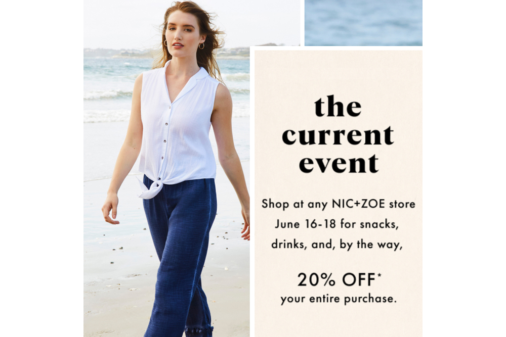 NIC+ZOE store event flyer