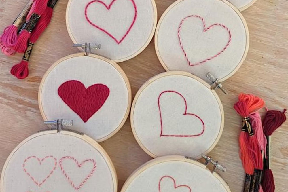 Embroidered hearts