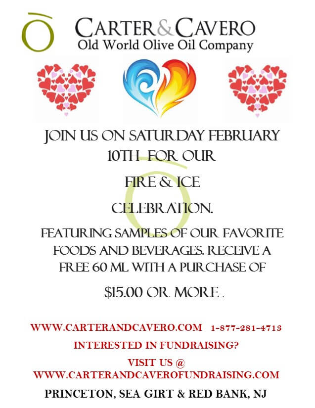 flyer for Carter & Cavero's Sales for their Fire and Ice Celebration