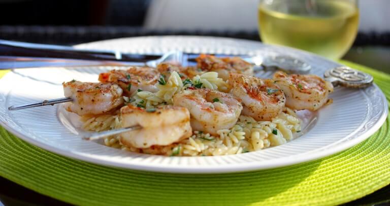 grilled shrimp over orzo