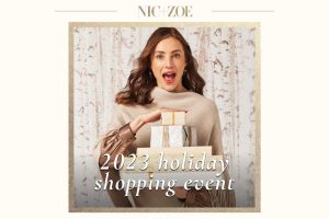 Nic+Zoe holiday shopping event. Woman holding gifts.