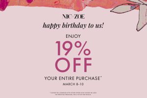 19% off at Nic+Zoe to celebrate their 19th Birthday