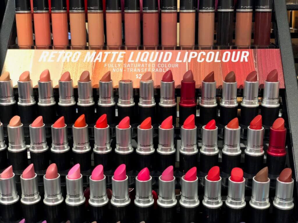 shades of lipstick at MAC cosmetics