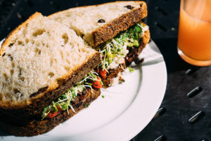 sandwich with greens inside