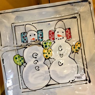 plate with snowman decal