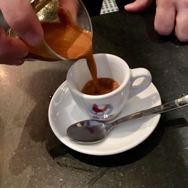 pouring an espresso shot