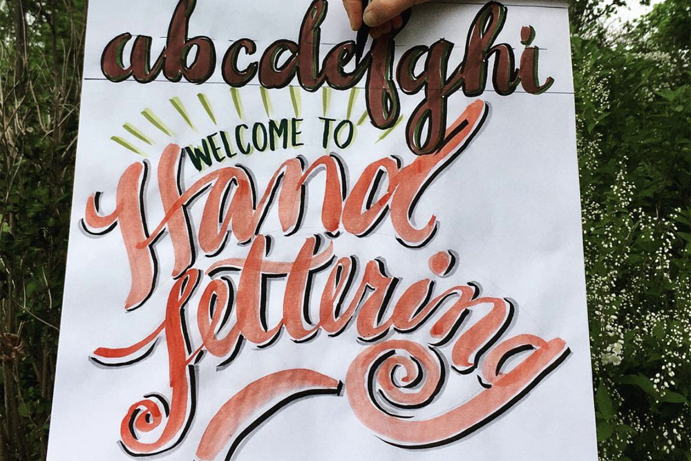 "Welcome to Hand Lettering" sign