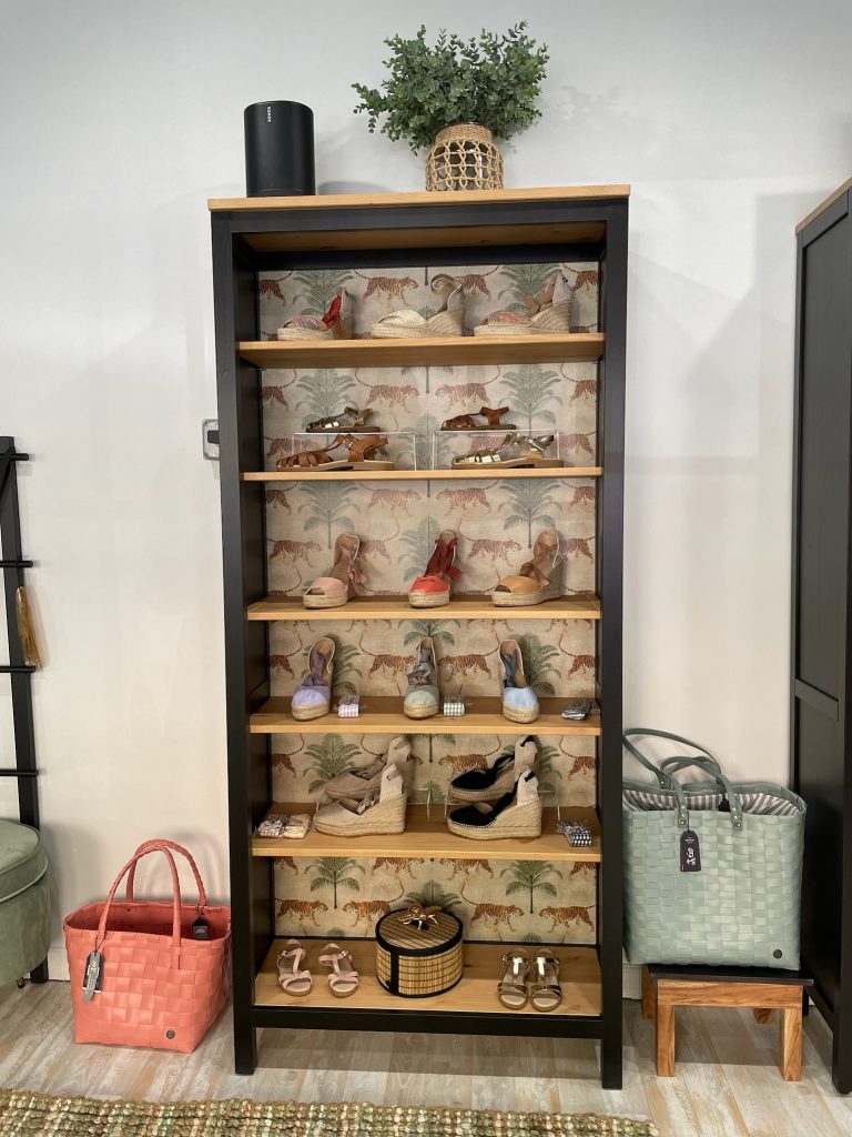 shelf display of shoes