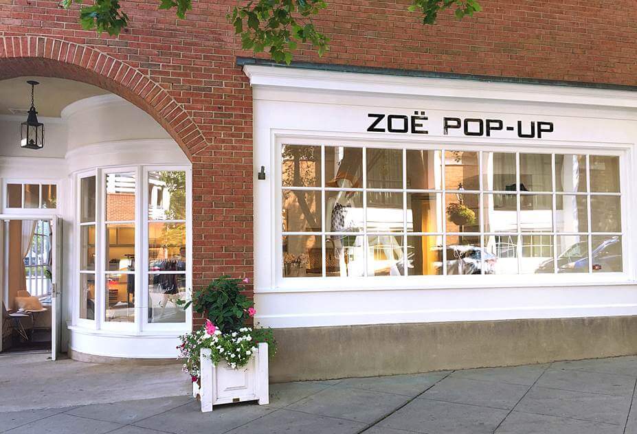 Zoe pop up store front