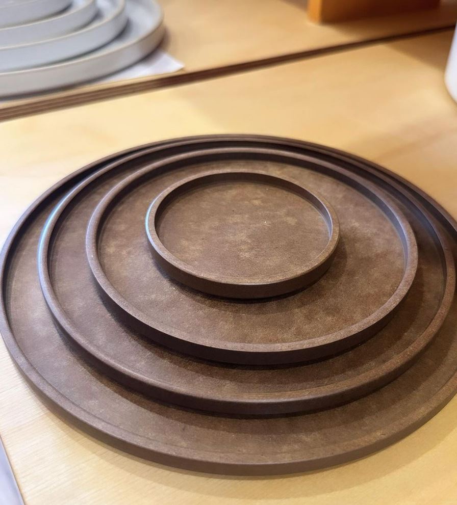 Stack of brown plates