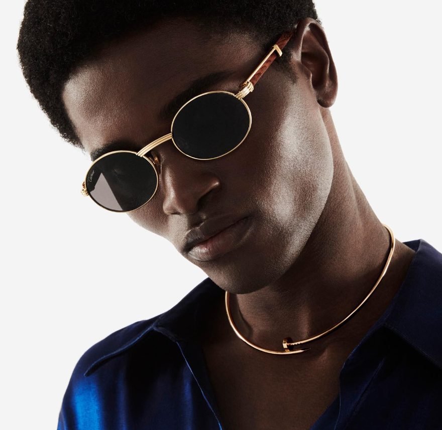 model wearing morgenthal sunglasses by cartier